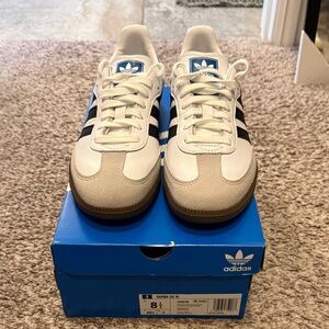 Adidas Samba White and Tan Sneakers